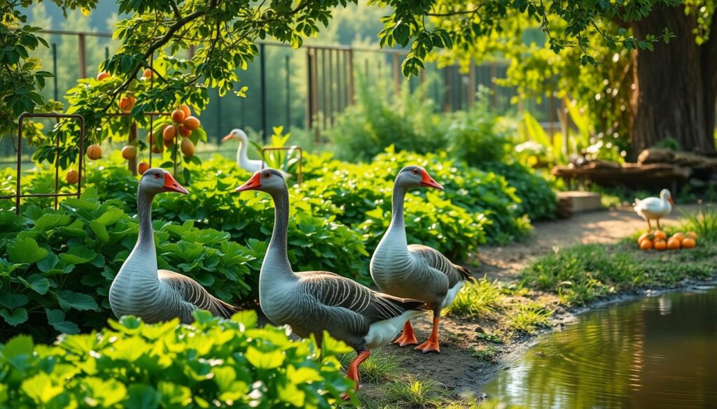 Geese in Vegetable Gardens