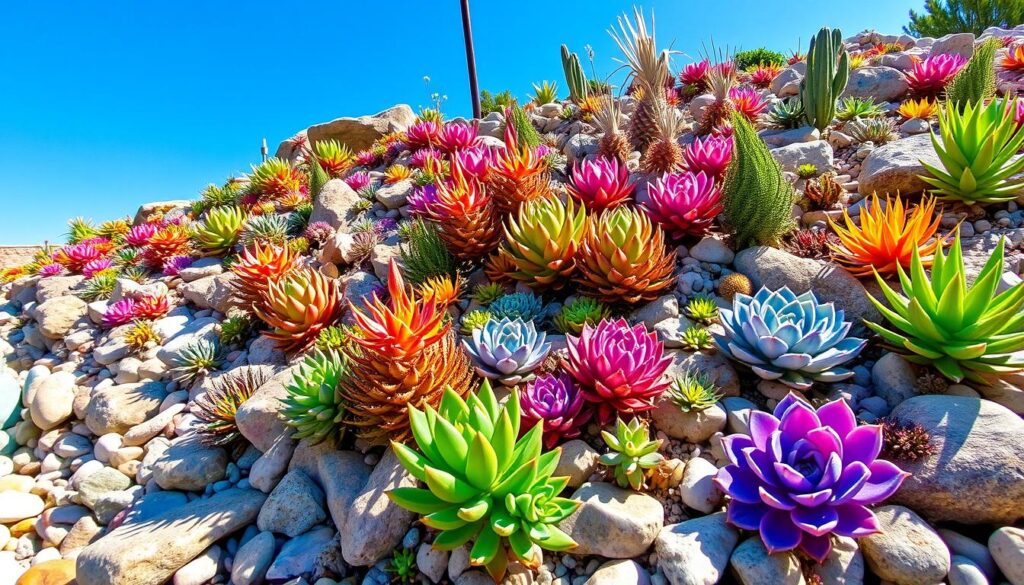 Succulents in a rock garden