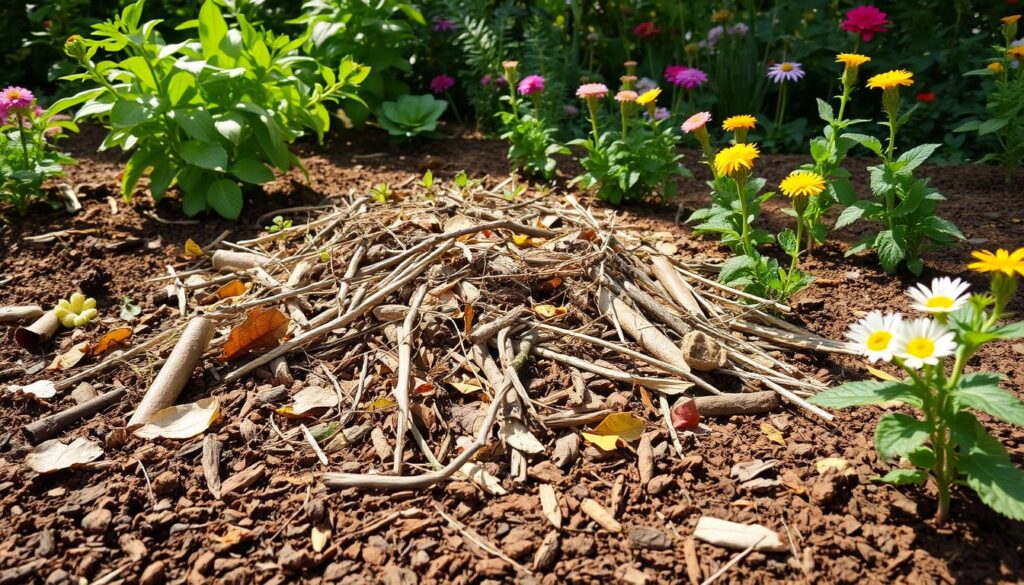 mulching garden debris