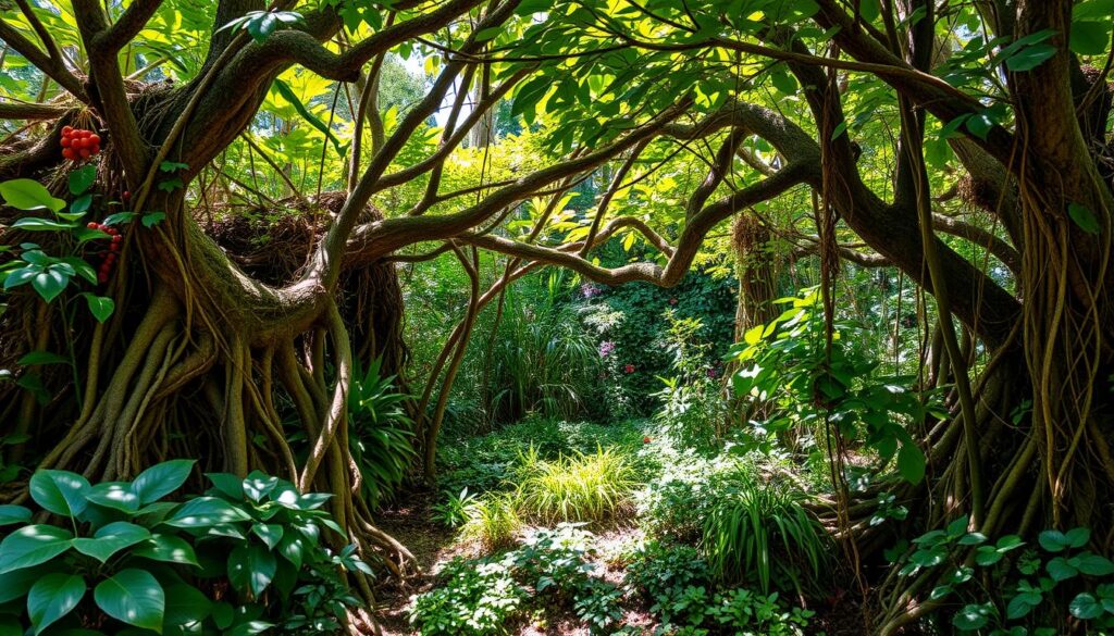 Indigenous plants in a food forest