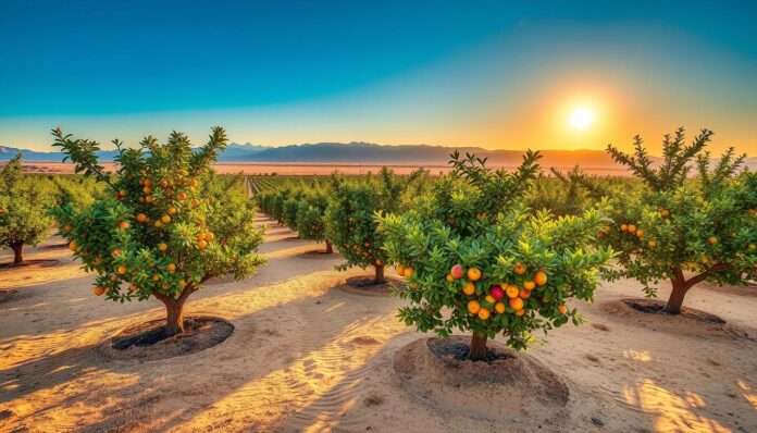 desert wind-buffered orchards