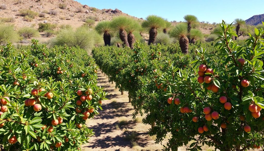 wind-shielded fruit trees