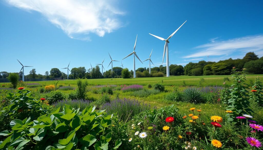 Wind Turbines in Permaculture Landscape